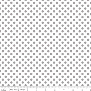 Riley Blake Small Dots Szare Groszki 6mm Na Białym Tle