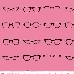 Riley Blake Geekly Chic Okulary Na Różowym Tle
