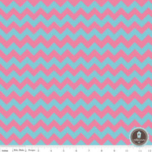 Riley Blake Small Chevron Zygzak Aqua/Pink