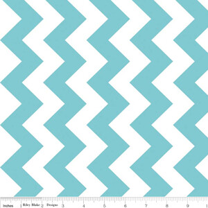 Riley Blake Dreamy Polar Chevron Turkus/Biel
