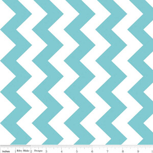 Riley Blake Dreamy Polar Chevron Turkus/Biel