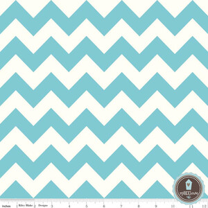 Riley Blake Le Creme Chevron Ecru/Aqua