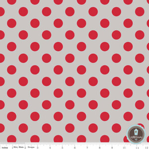 Riley Blake Medium Dots Gray/Red