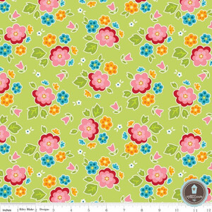 Riley Blake Bloom and Bliss Kwiaty Green