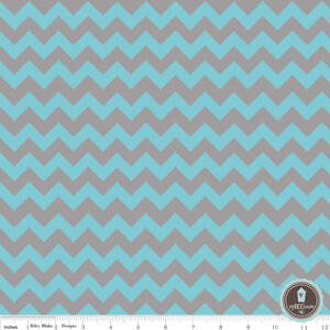 Riley Blake Small Chevron Zygzak Aqua Grey