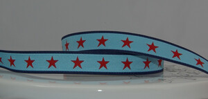 Tasiemka Tkana Farbenmix Stars Blue / Red