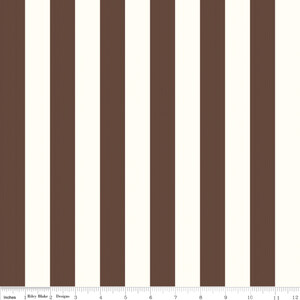 Riley Blake Le Creme Pasy Paski 2,5 cm Krem/Brąz