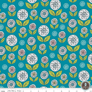 Riley Blake Dutch Treat Kwiaty Blue