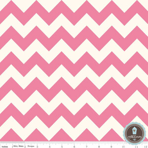 Riley Blake Le Creme Chevron Ecru/Hot Pink