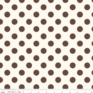 Riley Blake Le Creme Grochy, Groszki 18mm Ecru/Brąz
