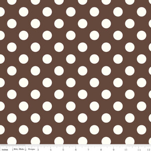 Riley Blake Le Creme Grochy, Groszki 18mm Brąz/Ecru