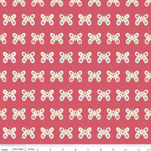 Riley Blake Garden Girl Motyle Raspberry