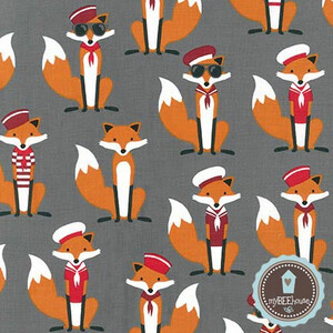 Robert Kaufman Fabulous Foxes Lisy Liski Grey