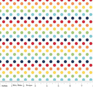 Riley Blake Small Dots Kolorowe Groszki 6mm Na Białym Tle
