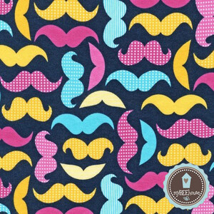 Robert Kaufman Jersey Mustaches Wąsy