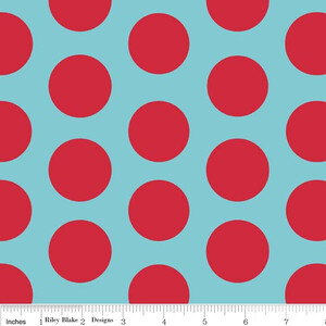Riley Blake Large Dots 3,8cm Czerwień Z Turkusem
