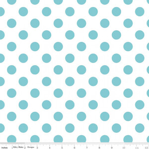 Riley Blake Medium Dots Aqua Turkus Na Białym