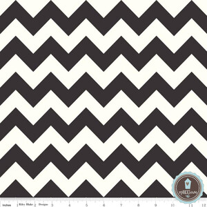 Riley Blake Le Creme Chevron Ecru/Czarny