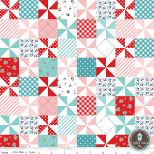 Riley Blake Country Girls Patchwork Aqua/Red