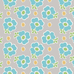 Riley Blake Bake Sale Kwiatuszki Blue/Gray